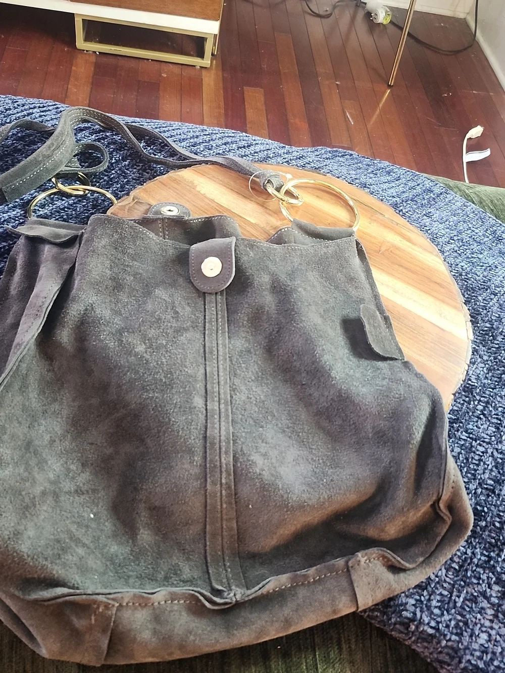Claudia Firenze Gray Suede Hobo Shoulder Bag Crossbody Made In Italy Euc